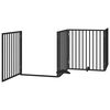 vidaXL Barri&egrave;re pour chien porte pliable 10panneaux noir bois peuplier
