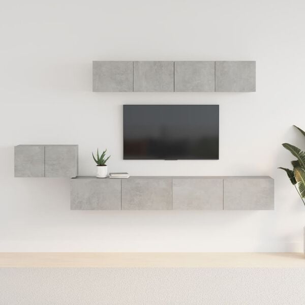 vidaXL Ensemble de meubles TV 5 pcs Gris b&eacute;ton Bois d'ing&eacute;nierie