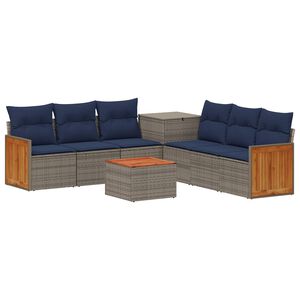 vidaXL Ensemble de Canap&eacute;s 8 pc Gris et bleu marine 55 x 55 x 37 cm