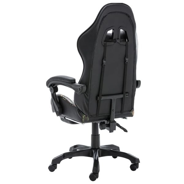 vidaXL Fauteuil de jeux vidéo repose-pied Noir/camouflage Similicuir