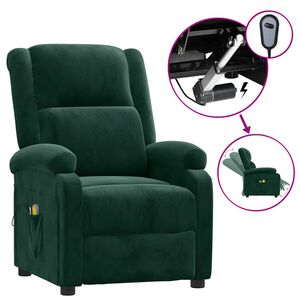 vidaXL Fauteuil &eacute;lectrique de massage Vert fonc&eacute; velours