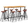 vidaXL Ensemble de bar 9 pcs Bois d'acacia solide et cuir véritable