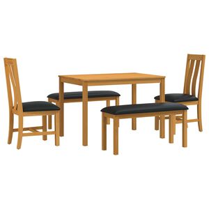 vidaXL Ensemble de salle &agrave; manger 5 pc Noir Bois de ch&ecirc;ne massif