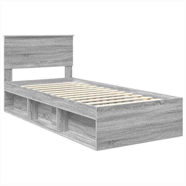 vidaXL Cadre de lit Gris Sonoma 75 x 190 cm Bois d'ing&eacute;nierie