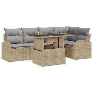 vidaXL Ensemble de canap&eacute; de jardin 6 pc 5-Nombre de places Beige