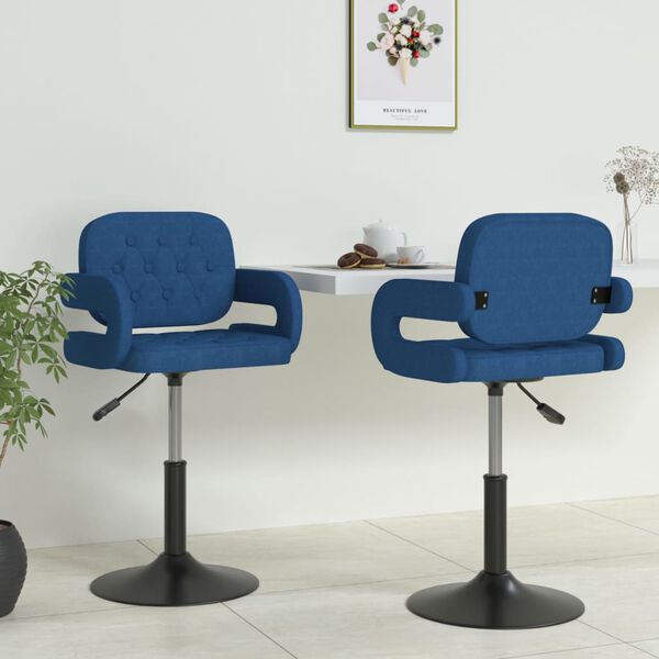 vidaXL Chaises pivotantes &agrave; manger lot de 2 bleu tissu