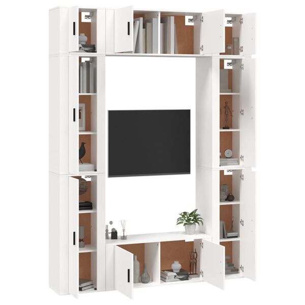 vidaXL Ensemble de meubles TV 8 pcs Blanc Bois d'ing&eacute;nierie