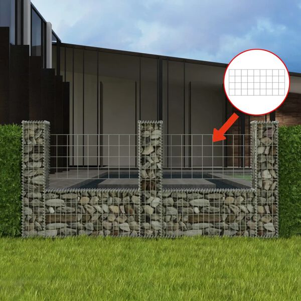 vidaXL Panier de gabion en forme de U Acier galvanis&eacute; 240x20x100 cm