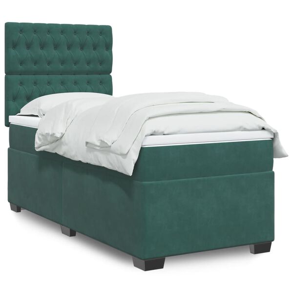 vidaXL Sommier &agrave; lattes de lit avec matelas Vert fonc&eacute; 100x200 cm
