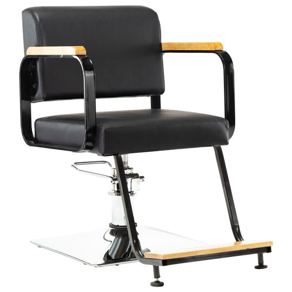 vidaXL Chaise de barbier professionnelle Noir Similicuir