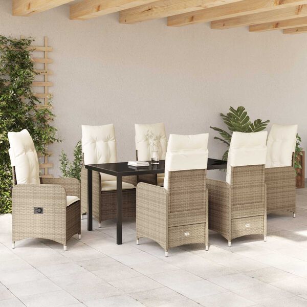 vidaXL Ensemble de salle à manger pour jardin 7 pcs Beige Poly rotin