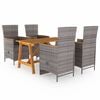 vidaXL Ensemble &agrave; manger de jardin 5 pcs Gris