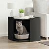 vidaXL Meuble de bac &agrave; liti&egrave;re pour chat noir bois d'ing&eacute;nierie