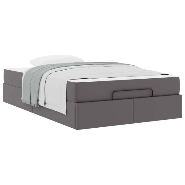 vidaXL Cadre de lit avec matelas avec matelas 2 pcs Gris PVC