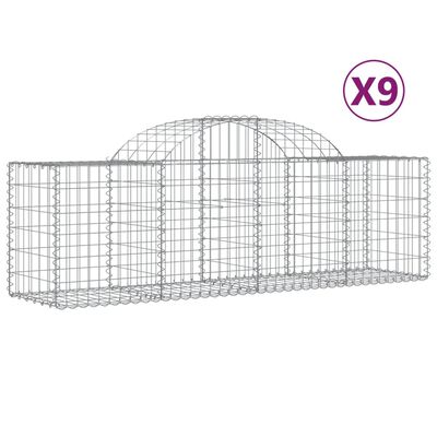 vidaXL Paniers à gabions arqués 9 pcs 200x50x60/80 cm Fer galvanisé