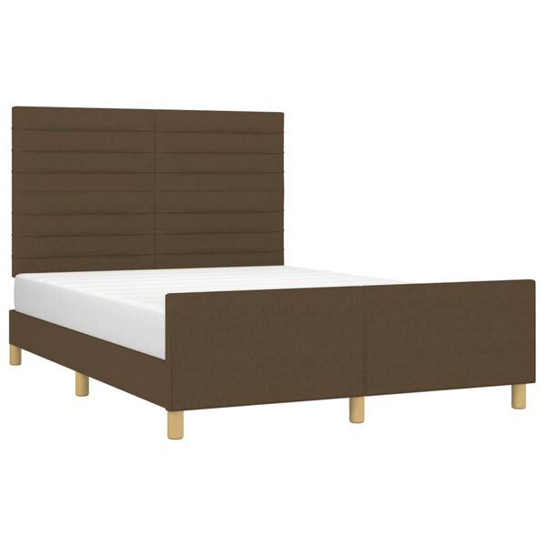 vidaXL Cadre de lit sans matelas marron fonc&eacute; 140x190 cm tissu