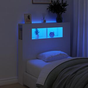 vidaXL T&ecirc;te de lit &agrave; LED blanc 100x18,5x103,5 cm bois d'ing&eacute;nierie
