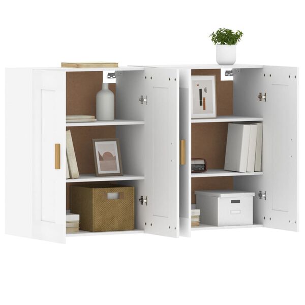 vidaXL Armoires murales 2 pcs blanc bois d'ingénierie