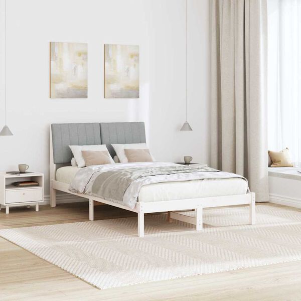 vidaXL Cadre de lit avec t&ecirc;te de lit Blanc 120 x 190 cm Pin massif