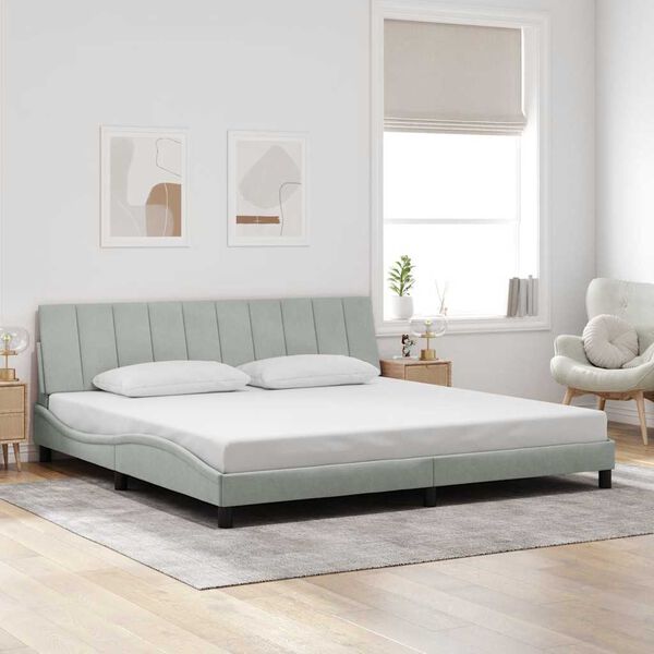 vidaXL Cadre de lit sans matelas Hanko gris clair 200x200 cm velours
