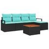 vidaXL Ensemble de canap&eacute; de jardin 6 pc Noir polyrotin