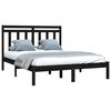 vidaXL Cadre de lit sans matelas noir 140x190 cm bois massif