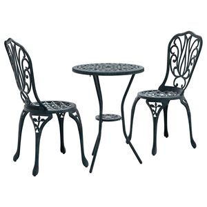 vidaXL Ensemble bistro de jardin 3 pcs Vert Aluminium
