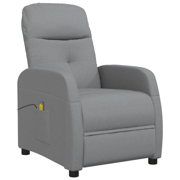 vidaXL Fauteuil de massage Gris clair Tissu