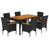 vidaXL Ensemble &agrave; manger de jardin et coussins 7pcs noir rotin acacia