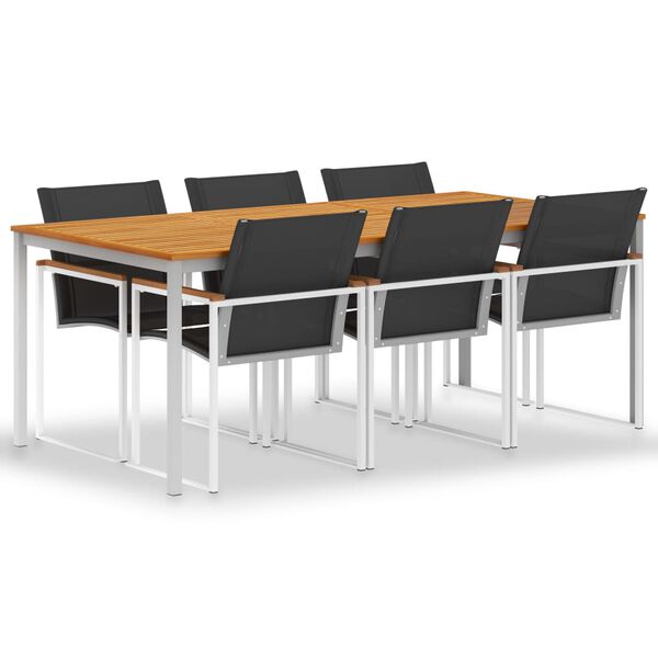 vidaXL Ensemble &agrave; manger jardin 7 pcs Teck massif et acier inoxydable