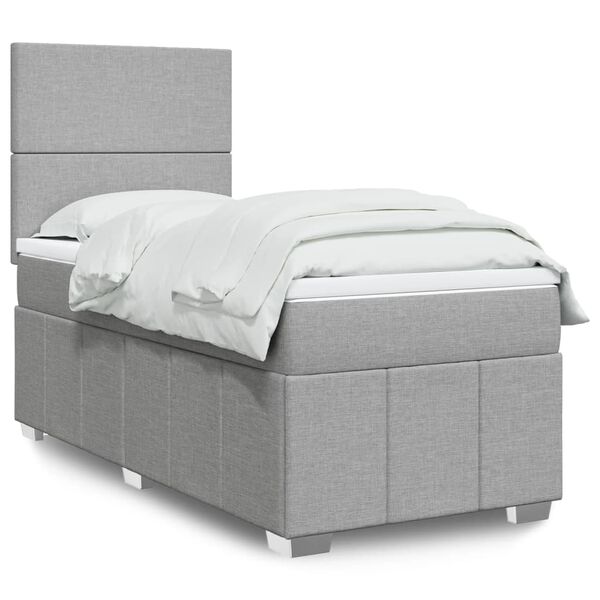 vidaXL Sommier &agrave; lattes de lit avec matelas gris clair 80x200 cm tissu