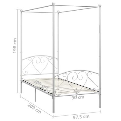 vidaXL Cadre de lit à baldaquin sans matelas blanc métal 90x200 cm