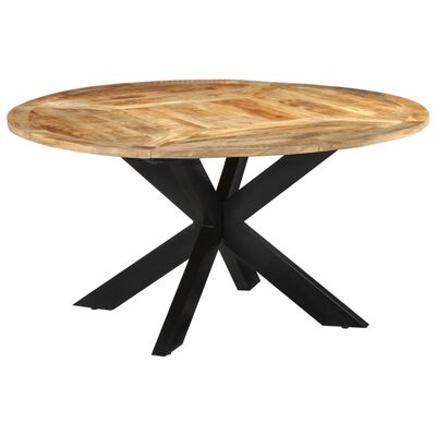 vidaXL Table à dîner Ø150x76 cm bois de manguier massif brut