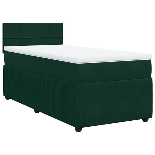 vidaXL Sommier &agrave; lattes de lit avec matelas Vert fonc&eacute; 90x200 cm