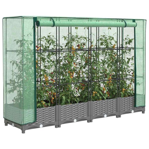 vidaXL Jardini&egrave;re sur&eacute;lev&eacute;e avec housse aspect rotin 160x40x123 cm