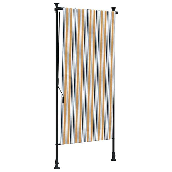vidaXL Store roulant d'ext&eacute;rieur jaune et blanc 100x270 cm tissu acier