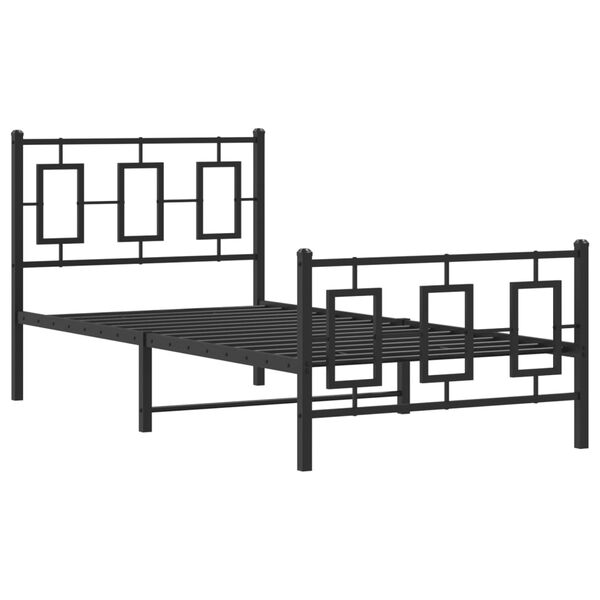 vidaXL Cadre de lit m&eacute;tal sans matelas avec pied de lit noir 90x200 cm