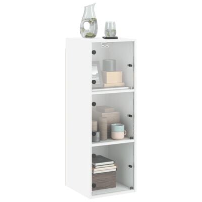 vidaXL Armoire murale avec portes en verre blanc 35x37x100 cm