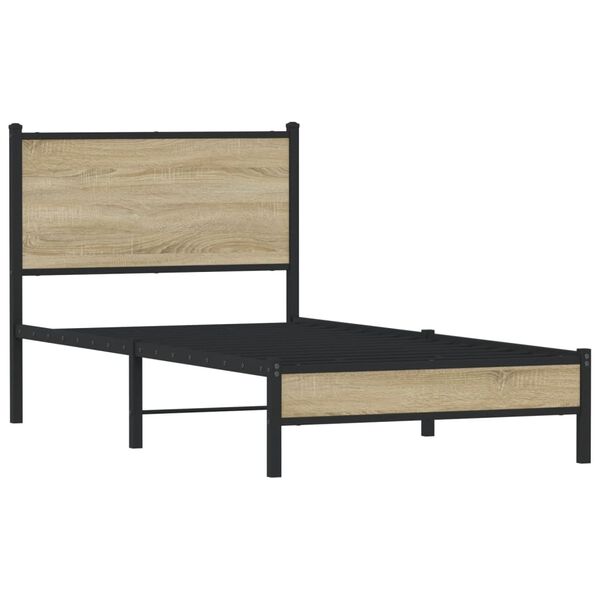 vidaXL Cadre de lit en m&eacute;tal sans matelas ch&ecirc;ne sonoma 80x200 cm