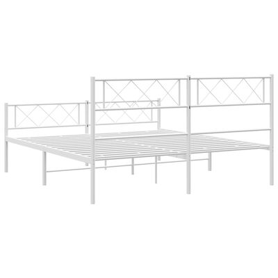 vidaXL Cadre de lit métal sans matelas et pied de lit blanc 120x200 cm