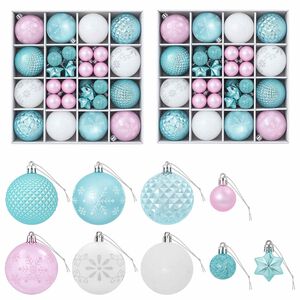 vidaXL Ensemble de boules de No&euml;l 88 pc Turquoise, rose et blanc