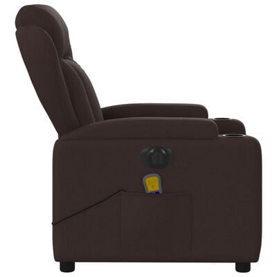 vidaXL Fauteuil de massage inclinable électrique Marron foncé Tissu