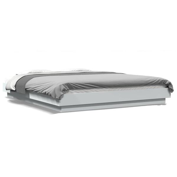 vidaXL Cadre de lit avec lumi&egrave;res LED sans matelas blanc 160x200 cm