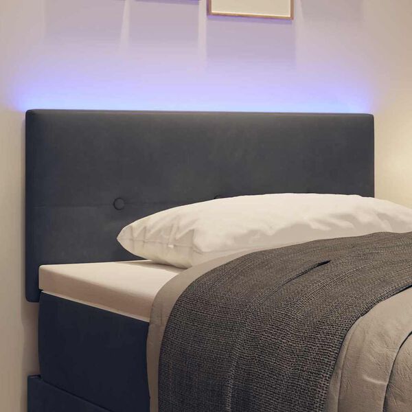 vidaXL T&ecirc;te de lit LED avec des lumi&egrave;res &agrave; LED Gris 90 cm Polyester