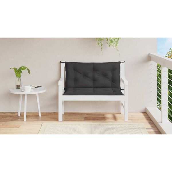 vidaXL Coussin de banc de jardin noir 100x(50+50)x7 cm tissu oxford