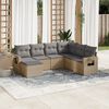 vidaXL Salon de jardin avec coussins 7 pcs beige r&eacute;sine tress&eacute;e