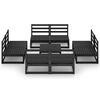 vidaXL Salon de jardin 9 pcs noir bois de pin massif
