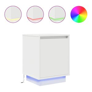 VidaXL Tables de chevet avec lumi&egrave;res LED 2 pcs blanc 38x34x50 cm