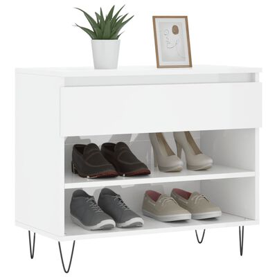vidaXL Armoire à chaussure Blanc brillant 70x36x60 cm Bois ingénierie