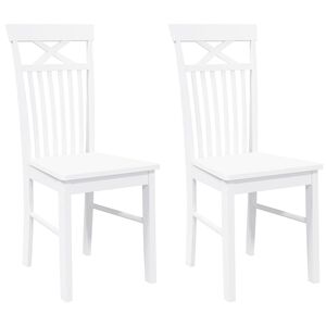 vidaXL Chaises &agrave; manger 2 pcs blanc bois massif caoutchouc